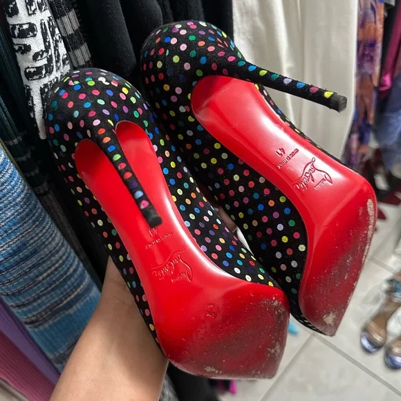 Christian Louboutin Hot Chick 100 Polka Dot Suede Pumps Size 41 - Picture 12 of 12